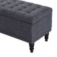 Storage Ottoman, Linen Fabric End of Bed Bench with Soft Close Lid, Button Tufted Storage Bench for Living Room, Entryway or Bedroom, 42" x 17" x 19", Grey