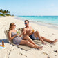 2 Pieces Beach Lounge Chair, Outdoor Folding Chaise Lounge Set w/ Pillow for Sunbath, Snap, Beige