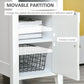 Wooden 3-Tier Modern Nightstand with Pullout Shelf, Adjustable Open Shelf, and Door Cabinet, White