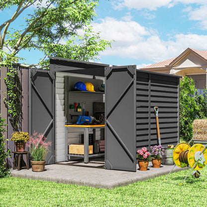 4.6' x 9' Metal Lean-To Shed with Lockable Doors