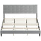 King Size Bed Frame with Upholstered Headboard, Modern Platform Bed Frame with Wood Slats, 1100 lbs Capacity, Grey
