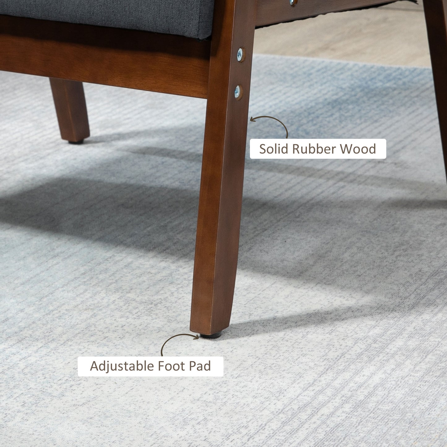Modern Accent Chairs with Cushioned Seat, Upholstered Linen-Feel Armchair for Bedroom, Living Room, Dark Gray