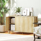 47" Buffet Cabinet with Storage, Fluted Sideboard with Push to Open Design, 2 Adjustable Shelves and 4 Doors, Natural