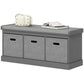 Shoe Storage Bench with Seat, Entryway Bench Seat with Cushion, 3 Fabric Drawers for Hallway, Grey
