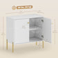 Sideboard, Modern Buffet Cabinet, Coffee Bar Cabinet with Fluted Doors and Adjustable Shelf, White