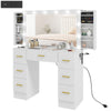 7-Drawer Makeup Vanity Desk with Lighted Mirror - White
