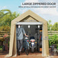 Outdoor Storage Shed Portable Garage with Roll-up Door for Motorcycle, Bike, Garden Tools, Beige