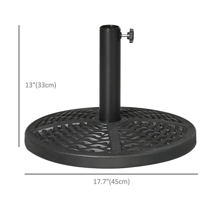 21 lb Black Cement Round Umbrella Base with Rattan Design