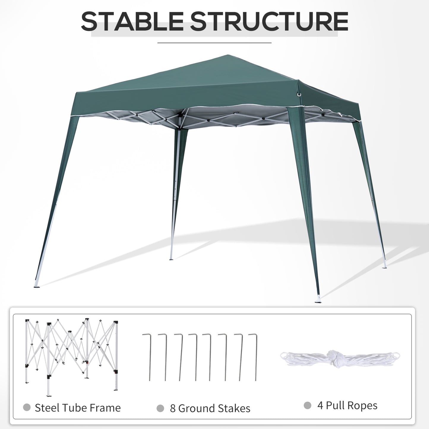 8' x 8' Pop Up Canopy, Outdoor Foldable Tent, Portable Canopy Tent with Carrying Bag for Camping, Party, Picnic, Green
