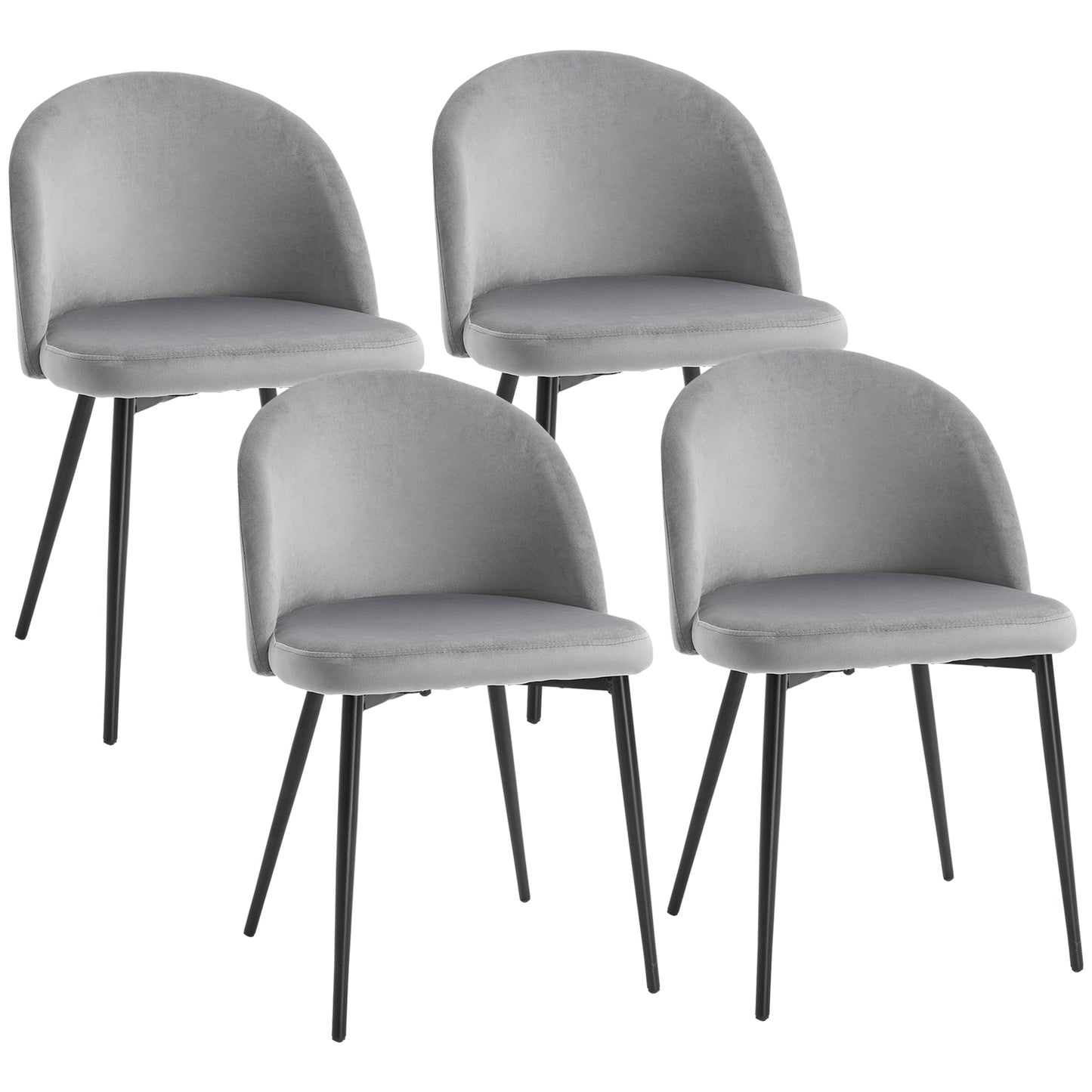 Modern Dining Chairs, Mid-Back Velvet-touch Upholstery Side Chair, Table Chair for Living Room, Dining Room, Grey, Set of 4