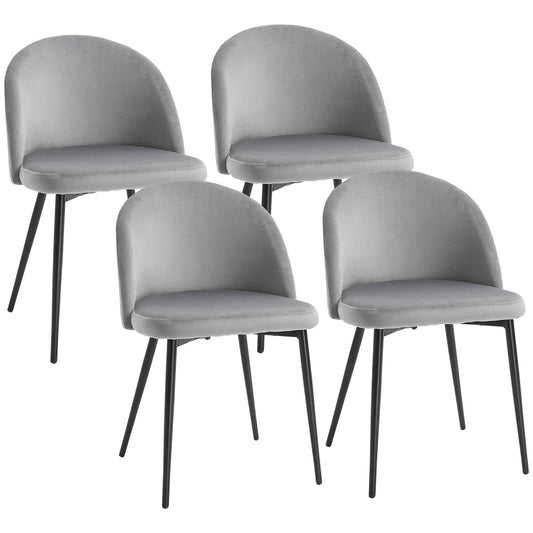 Velvet Mid-Back Dining Chairs Set of 4 - Grey
