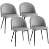 Velvet Mid-Back Dining Chairs Set of 4 - Grey