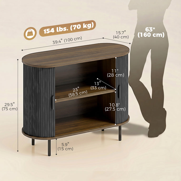 Sideboard Buffet Cabinet with Curved Tambour Doors