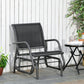 Patio Glider Outdoor Glider Chair with Breathable Mesh Seat & Backrest, Armrests and Metal Frame, Black
