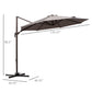10ft Cantilever Patio Umbrella with 360° Rotation, Crank & Cross Base for Garden Deck Pool Backyard, Grey