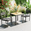 2 Piece Outdoor Dining Chairs with Aluminum Frame, Soft Cushion, for Deck, Garden, Balcony, Poolside, Grey
