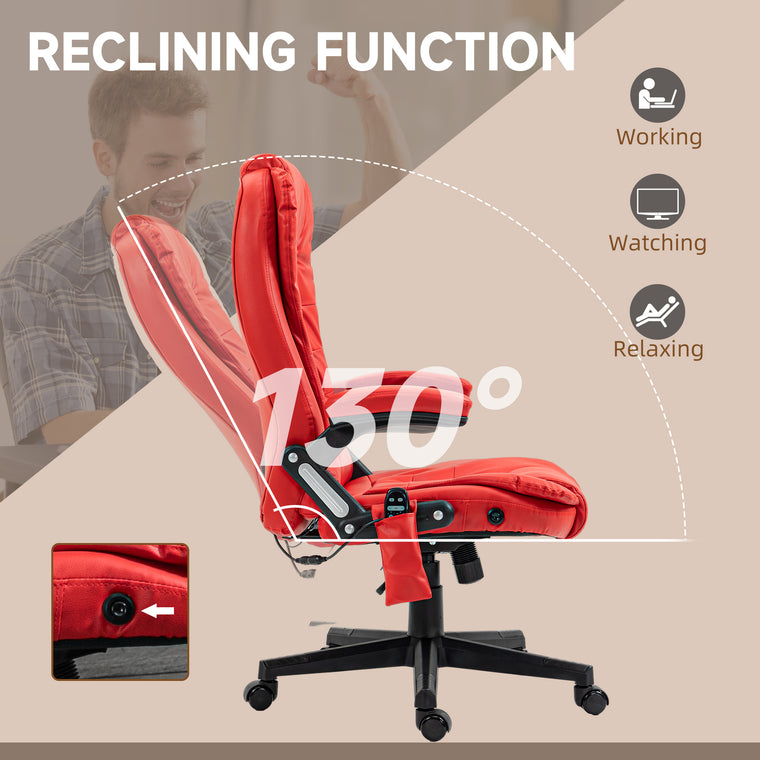 Heated Massage Office Chair with High Back - Faux Leather