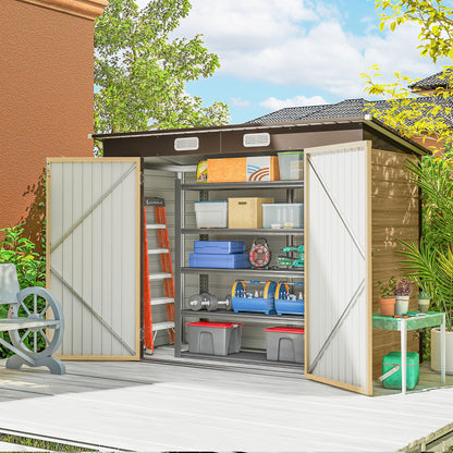 8' x 4' Galvanized Garden Shed with Double Doors and Vents