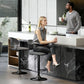 Bar Stools Set of 2, Modern Swivel Counter Height Barstools with Footrest and Hollow Backrest, Black