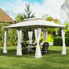 10' x 13' Cream White Double Roof Patio Gazebo with Curtains