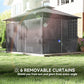 10' x 13' Double Roof Patio Gazebo, Outdoor Gazebo with Curtains, for Garden, Lawn, Backyard and Deck, Grey