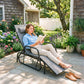 Outdoor Glider Lounge Chair, 3-Position Adjustable Tanning Chair Recliner with Headrest for Garden, Yard, Pool, Grey