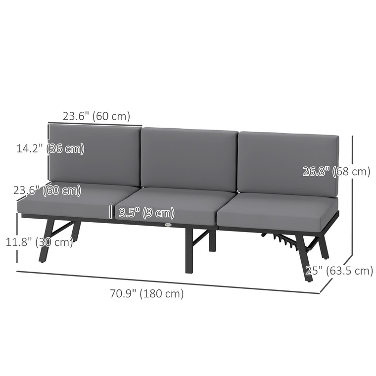 3-in-1 Outdoor Sofa with 5-Position Back and Folding Table