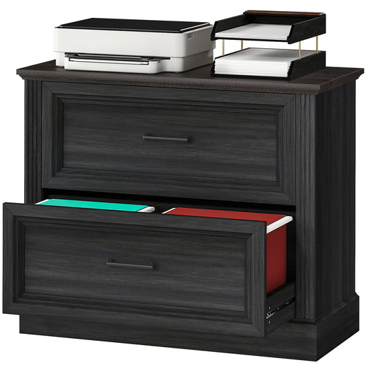 Lateral Filing Cabinet with 2 Silent Drawers - Black