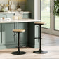 Wood Barstools Set of 2, Swivel Bar Stools with Adjustable Height for Kitchen Counter, Natural Wood and Black