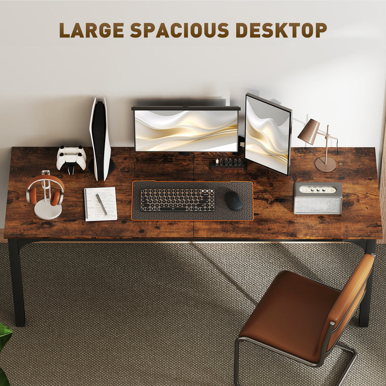 79" Computer Desk with Metal Legs - Rustic Brown
