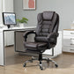 High Back Office Chair PU Leather Executive Office Chair with Retractable Footrest Padded Armrest Coffee