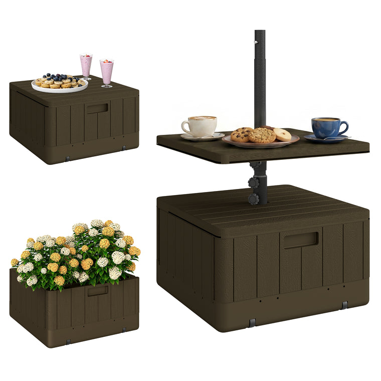 Brown Weighted Umbrella Base with Table Tray