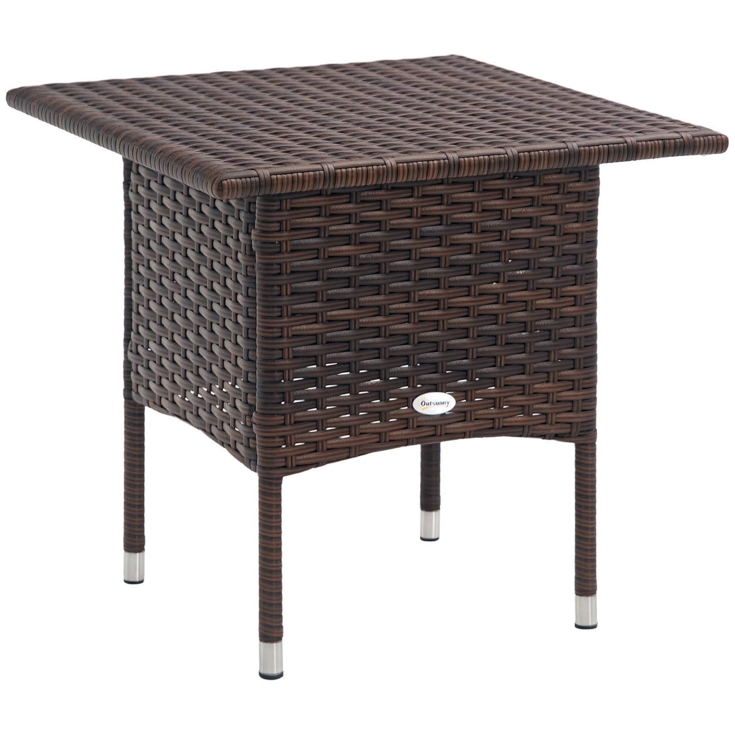 20" Patio Wicker Coffee Table, Outdoor Coffee Table with Plastic Board Underneath the Woven Tabletop for Patio, Garden, Balcony, Black
