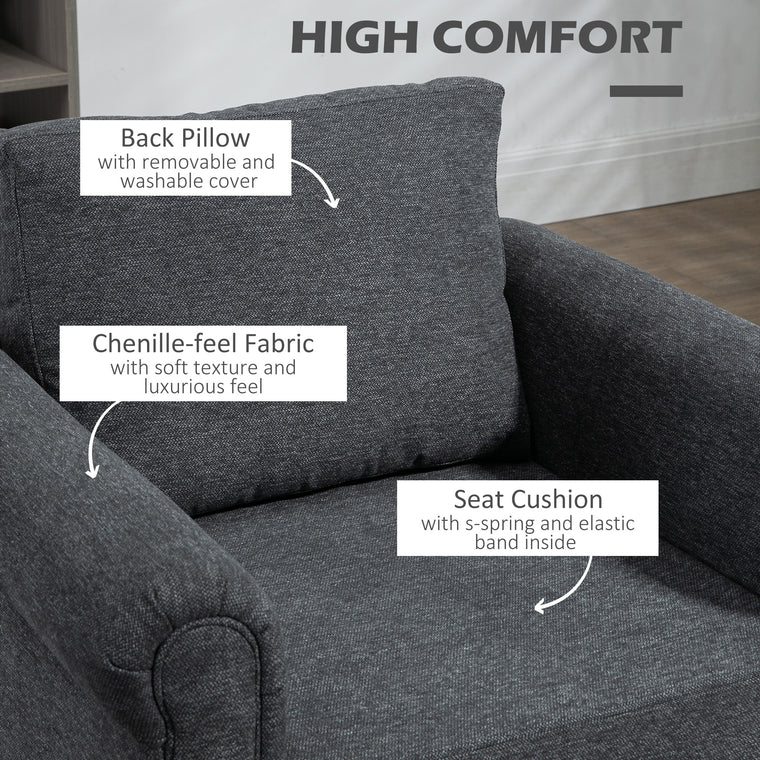 Vintage Accent Armchair with Rolled Arms - Dark Grey
