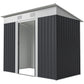 7' x 4' Outdoor Storage Shed, Metal Garden Tool Storage House Organizer with Lockable Sliding Doors and Vents for Backyard Patio Lawn, Charcoal Grey