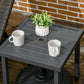 Outdoor Side Table, Patio End Table with Umbrella Hole, Small Coffee Table with Steel Frame for Balcony, Black
