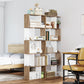 5-Tier Geometric Bookcase Display Shelf Storage Shelf Modern Room Divider Living Room Home Office Furniture, White