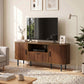 TV Stand for TVs up to 60", Modern Entertainment Center with Curved Sliding Doors and Storage, Brown