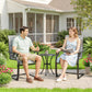 C Spring Motion Patio Chairs Set of 2 with Curved High Backrest, Armrest, All Weather Breathable Fabric, Metal Frame