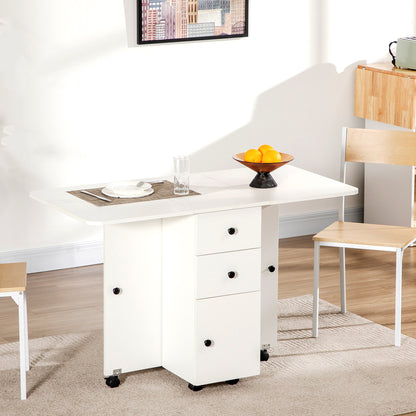 Foldable Drop-Leaf Kitchen Table with Storage