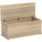 39.5" Storage Chest with 2 Safety Hinges, Storage Box Organizer with Flip-Top Lid, Entryway Storage Bench, Oak