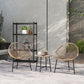 Outdoor Bistro Set, 3 Piece Wicker Patio Furniture Set with Acapulco Chairs and Glass-Top Table, Natural Wood