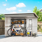 8.5' x 6' Galvanised Steel Outdoor Storage Shed, Garden Shed with Window, Lockable Wide Doors and Air Vents, Grey