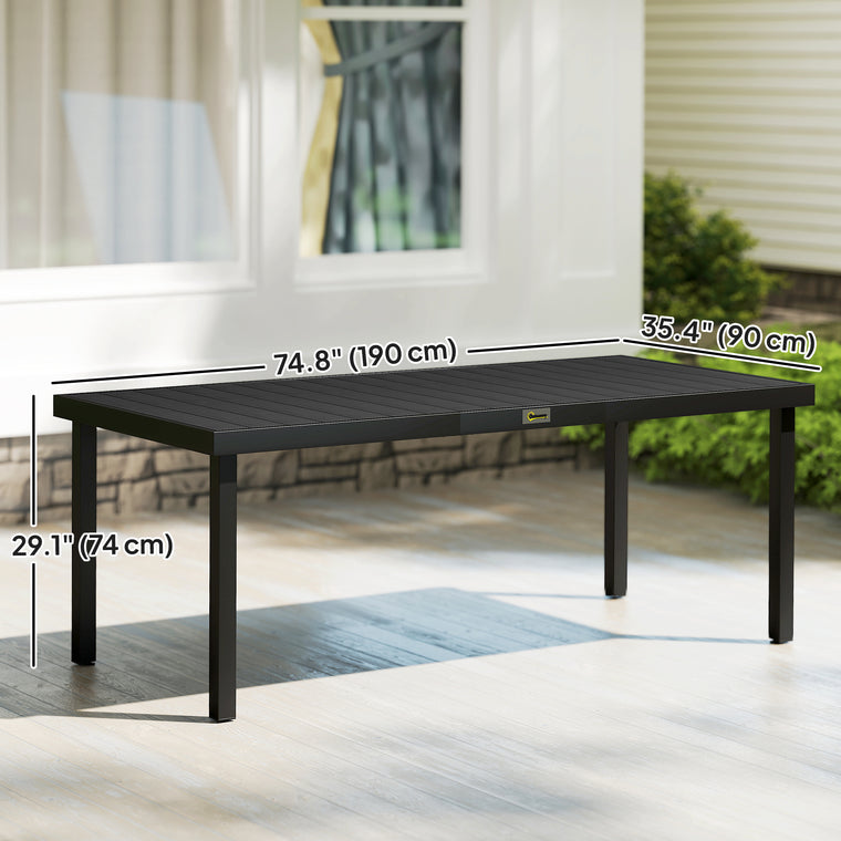 Rectangular Aluminum Dining Table for 8 - Black