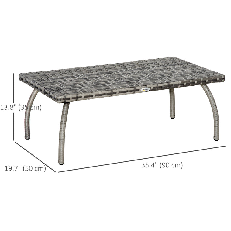 35.4" Rattan Coffee Table with All-Weather PE Wicker