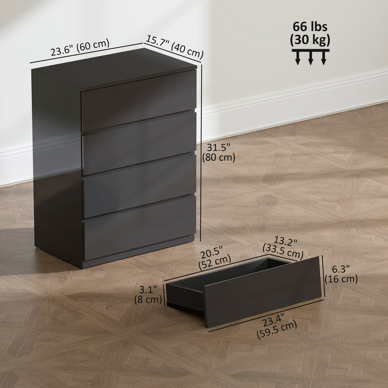 4-Drawer High-Gloss Chest of Drawers