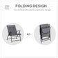 Foldable Lounge Chair, Fabric Upholstered Recliner, Outdoor Lounger with Armrest, Metal Frame for Backyard, Blue
