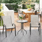 3 Pieces Bistro Set, Small Patio Furniture Set with Stackable Mesh Chairs, Glass Table for Garden, Light Mixed Brown - Grey