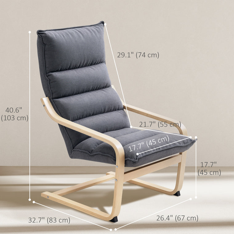 Birch Wood Fabric Accent Armchair