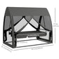 3-Seater Outdoor Swing Chair Chaise Lounger Bed Garden Hammock with Steel Stand, Canopy Netting Walls, Dark Grey